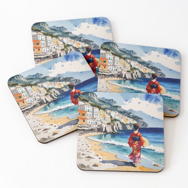 Item preview, Geisha is taking holiday in Europe Italy Amalfi coast on the beach  designed and sold by Coolparrotgirl.