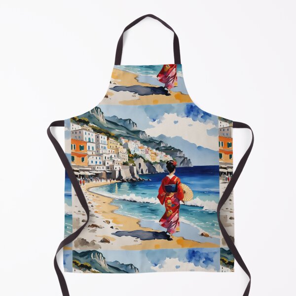 Item preview, Geisha is taking holiday in Europe Italy Amalfi coast on the beach designed and sold by Coolparrotgirl.