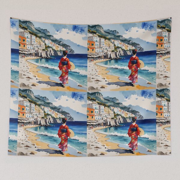 Item preview, Geisha is taking holiday in Europe Italy Amalfi coast on the beach  designed and sold by Coolparrotgirl.
