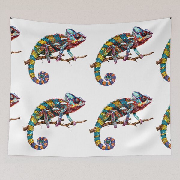 Item preview, Panther chameleon clings to a branch, bright and beautiful colors. #10 designed and sold by kizenya.