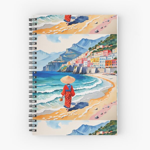 Item preview, Geisha in Italy Amalfi coast on the beach with big sun hat designed and sold by Coolparrotgirl.