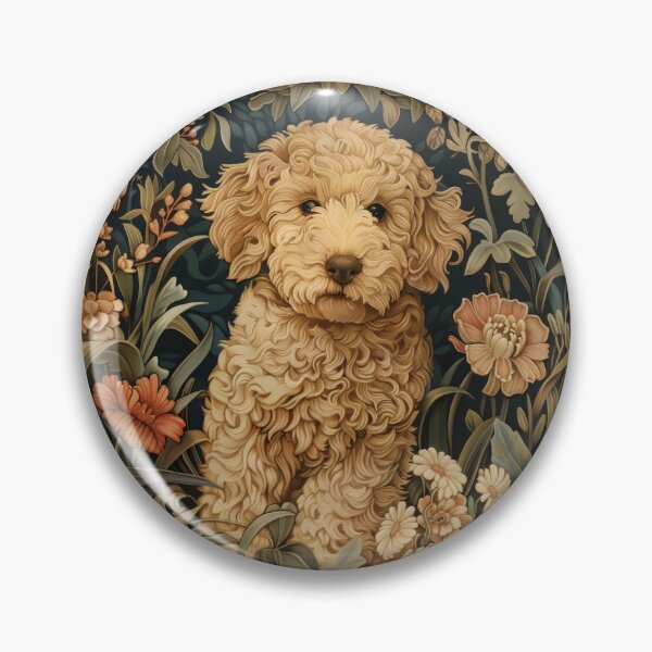Item preview, Goldendoodle Doodle Puppy in a Vintage Garden designed and sold by AntiqueImages.