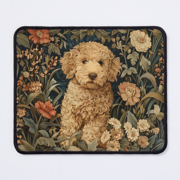 Item preview, Goldendoodle Doodle Puppy in a Vintage Garden designed and sold by AntiqueImages.