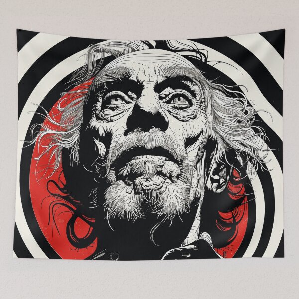 Item preview, Charles Bukowski Black and Red Op Art - Intense Literary Rebellion in Vibrant Visual Form designed and sold by Mystikos Art.