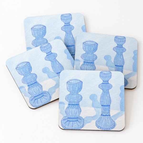 Item preview, Blue Glass Candle Holders Acrylic Painting designed and sold by paintwithanna.