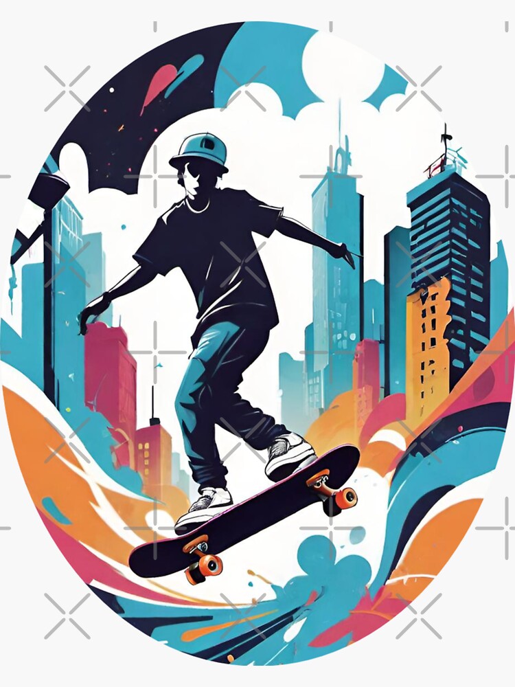 Urban Thrasher: Graffiti Skateboard Design Sticker