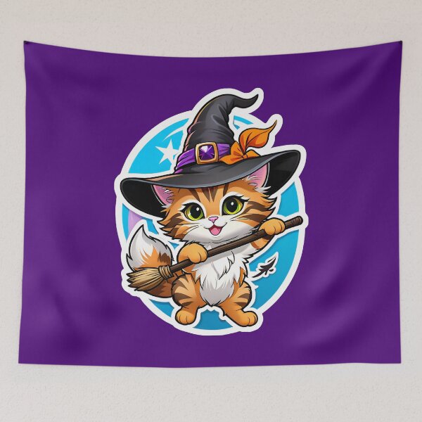 Item preview, Cute Kitty Cat Witch designed and sold by TheArtOfPat.
