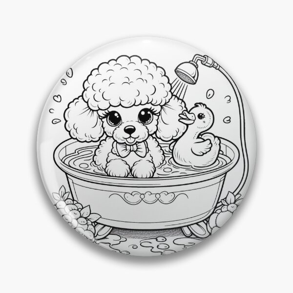 Item preview, The toy poodle is taking a bath with foam Sticker 2 designed and sold by Svetlana Kalaturskaia.