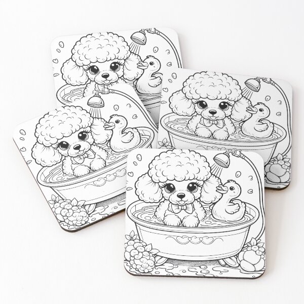 Item preview, The toy poodle is taking a bath with foam Sticker 2 designed and sold by Svetlana Kalaturskaia.