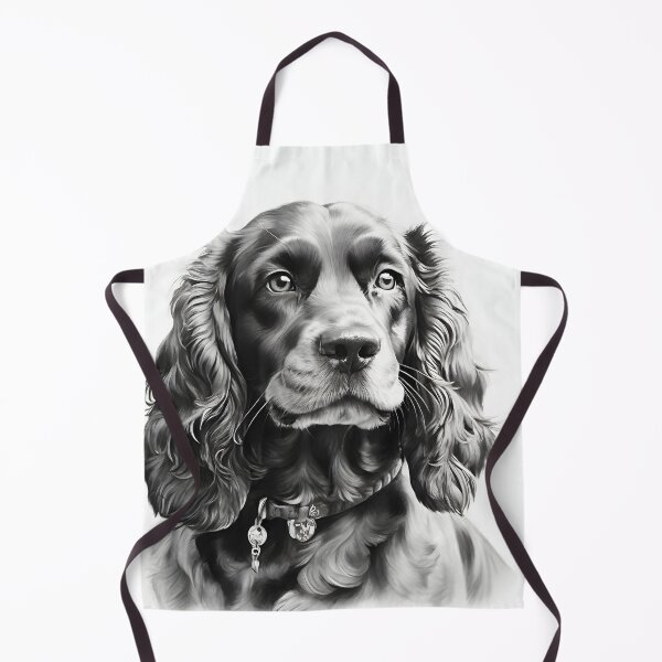 Item preview, Black and white Cocker Spaniel pencil drawing designed and sold by Pencil-Art.