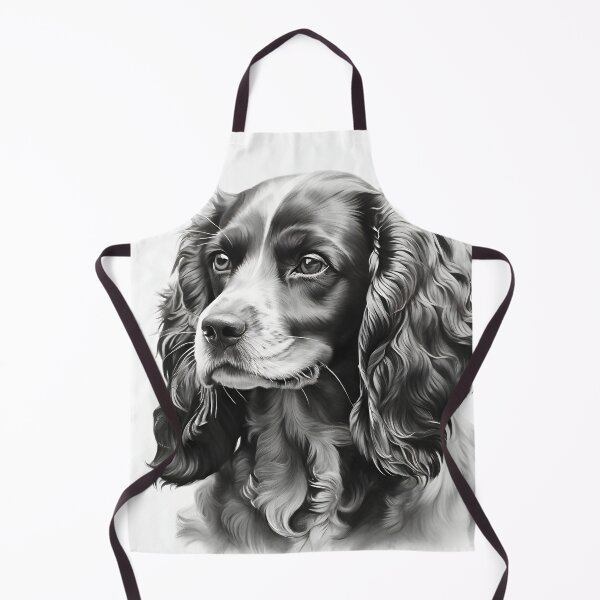 Item preview, Black and white Cocker Spaniel pencil drawing designed and sold by Pencil-Art.