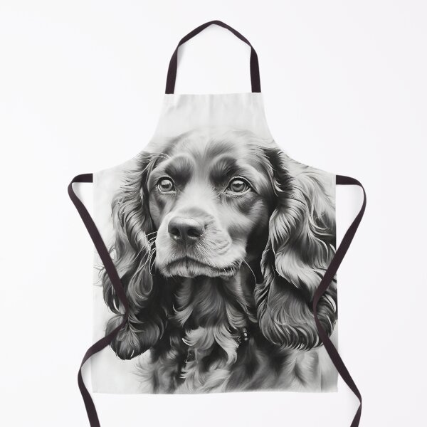 Item preview, Black and white Cocker Spaniel pencil drawing designed and sold by Pencil-Art.