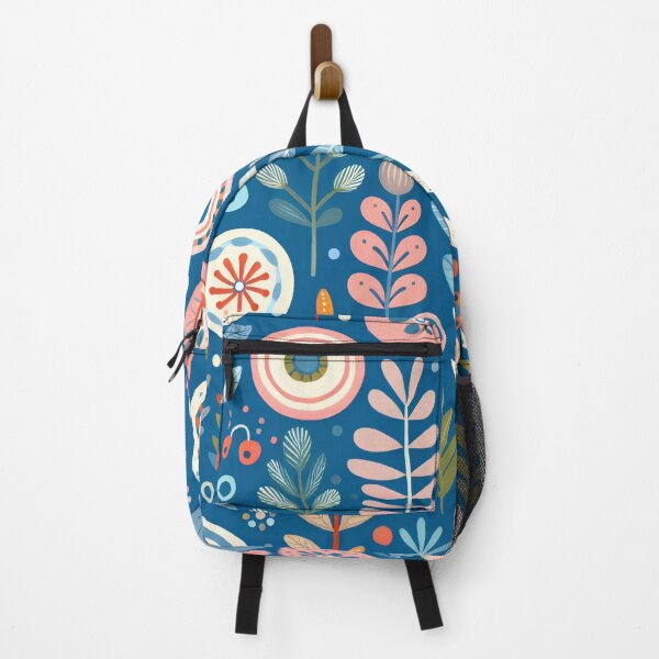 Item preview, Scandinavian Folk Art floral pattern in indigo blue designed and sold by FOLK ART FUSION.