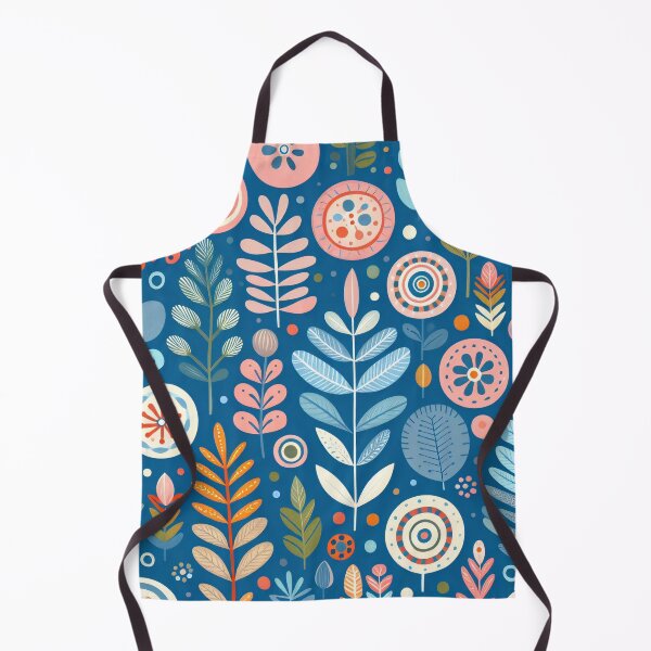 Item preview, Scandinavian Folk Art floral pattern in indigo blue designed and sold by FOLK ART FUSION.