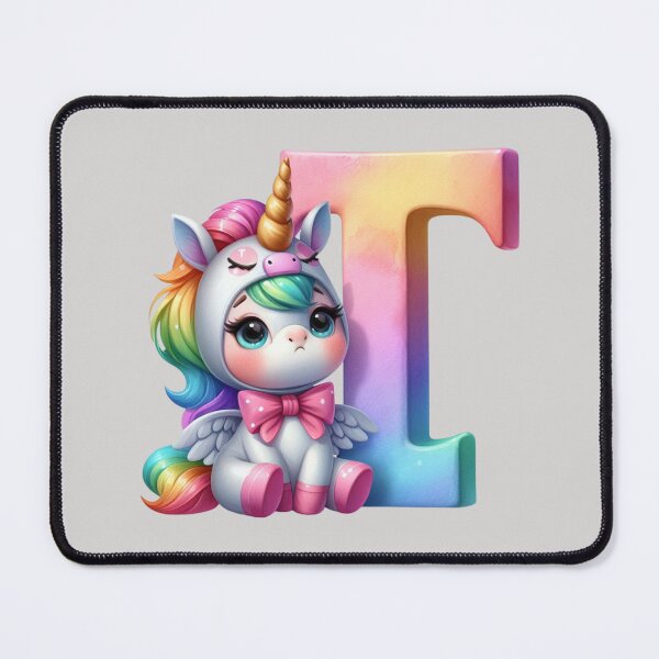 Item preview, Unicorn kawaii alphabet monogram letter T  designed and sold by portrait4you.