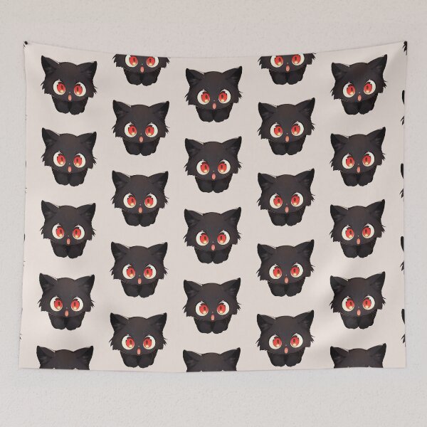 Item preview, Cute Kawaii Surprised Kitten Black Cat Smiling designed and sold by CozyKawaiiArt.