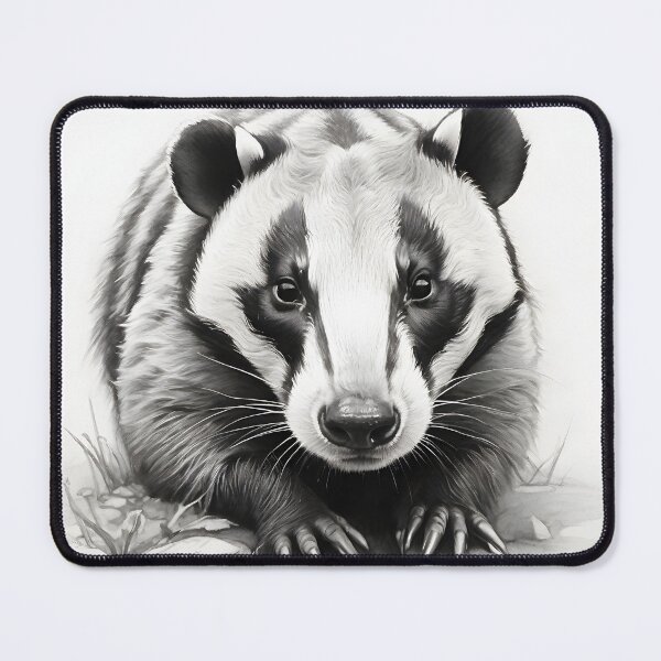 Item preview, Black and white Badger pencil drawing designed and sold by Pencil-Art.