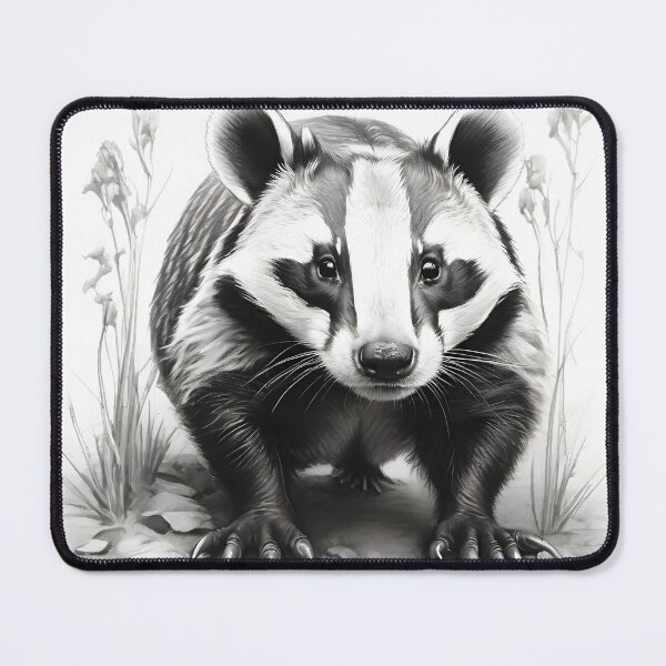 Item preview, Black and white Badger pencil drawing designed and sold by Pencil-Art.