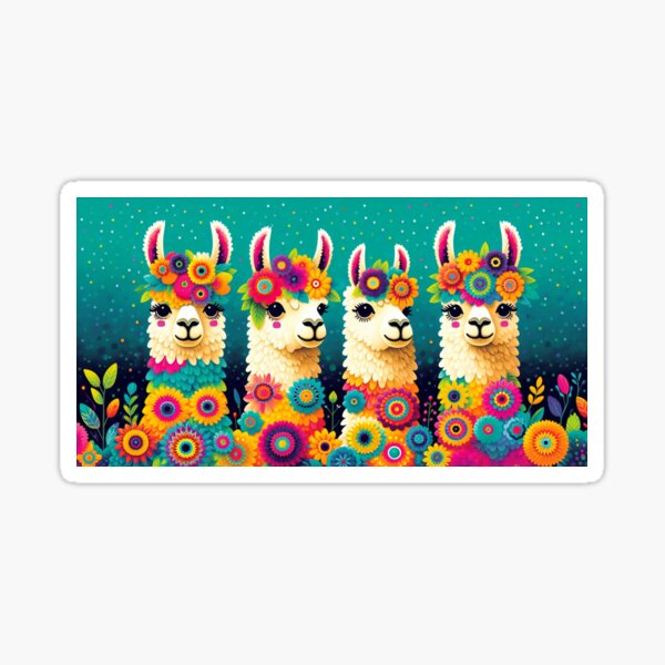 Item preview, Scandinavian Folk art Llama Quartet designed and sold by FOLK ART FUSION by heidiannemorris.