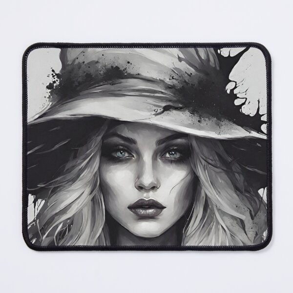 Item preview, Beautiful Witch Portrait, Black and White designed and sold by 40magic.