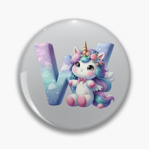 Item preview, Unicorn kawaii alphabet monogram letter W  designed and sold by portrait4you.