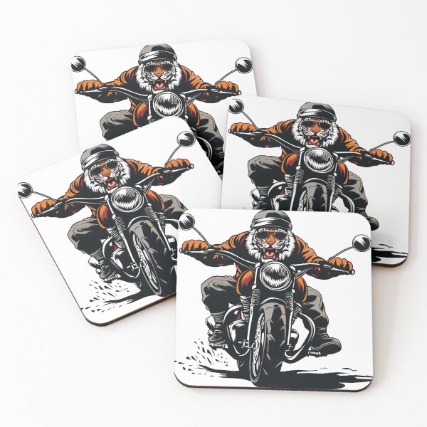 Item preview, a badass tiger riding a classic motorcycle designed and sold by javierparra.