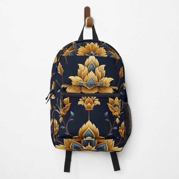 Item preview, blue golden fire flower motif pattern design 002 designed and sold by BartHugoKnight.