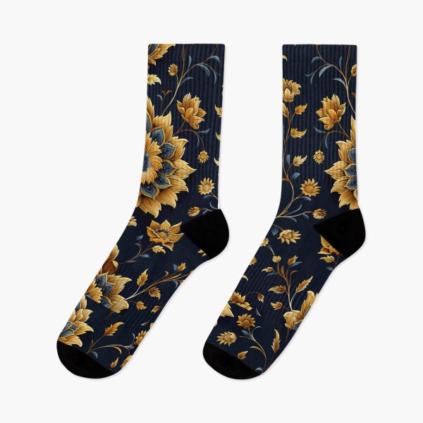 Item preview, blue golden fire flower motif pattern design 002 designed and sold by BartHugoKnight.