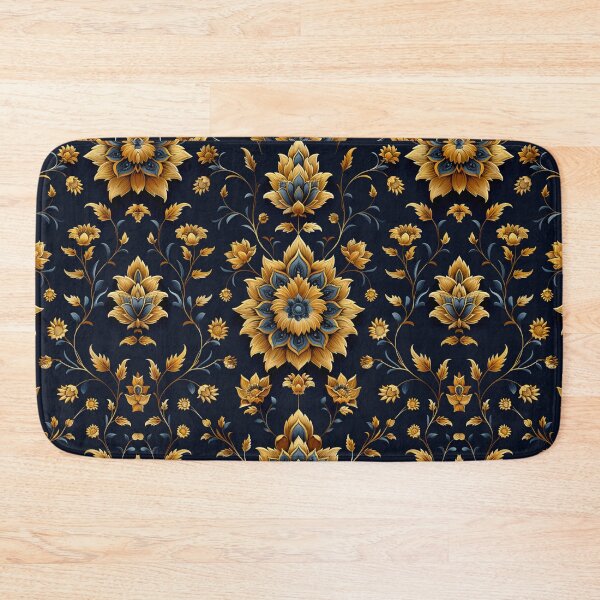 Item preview, blue golden fire flower motif pattern design 002 designed and sold by BartHugoKnight.