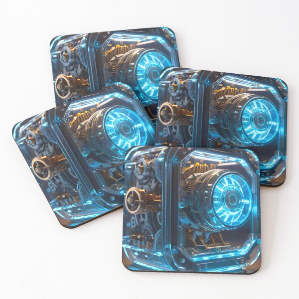 Item preview, Neon Nexus: Giant Mechanical Box with Electric Blue Glow designed and sold by GrizzlyCollective.