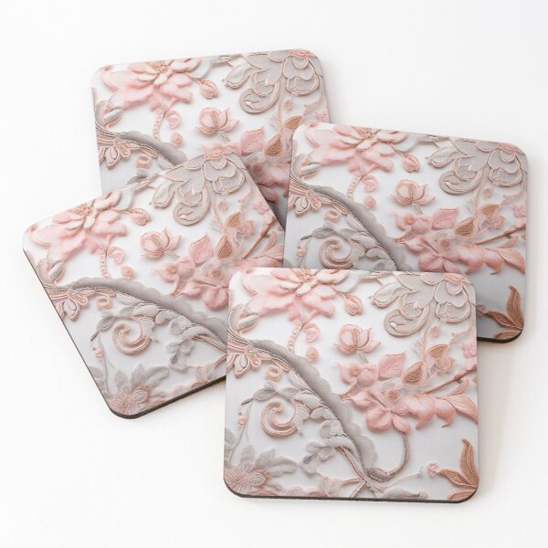 Item preview, Gentle Lace Whimsy: Beautiful Blush and Gray Floral Lace Enchantment designed and sold by roon-ai.
