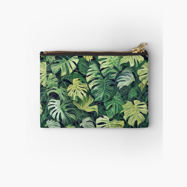 Item preview, Exotic jungle design monstera leaves on green background designed and sold by Frostquest.