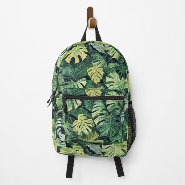 Item preview, Exotic jungle design monstera leaves on green background designed and sold by Frostquest.