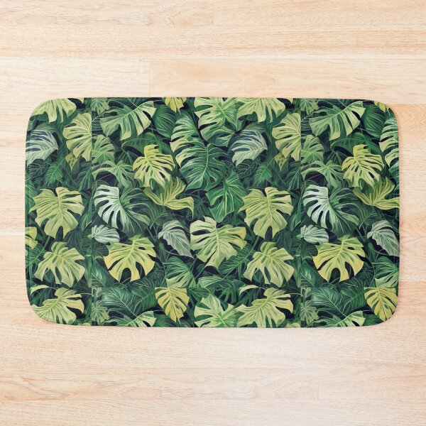 Item preview, Exotic jungle design monstera leaves on green background designed and sold by Frostquest.