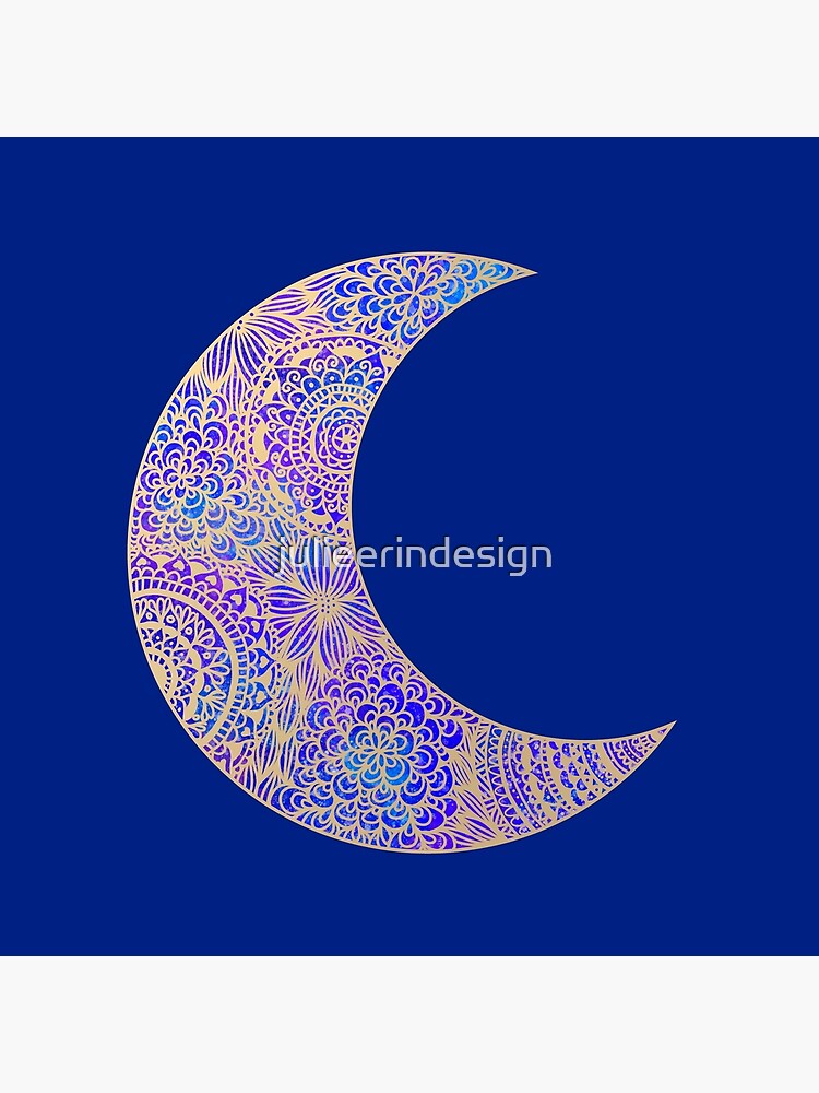 Zen Crescent Moon - Purple Blue and Gold
