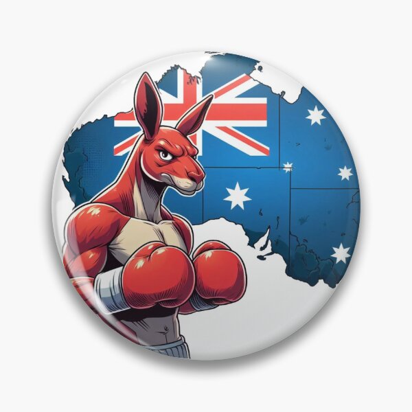 Item preview, boxing kangaroo red gloves cartoonish Australia map designed and sold by Martial-Art-23.