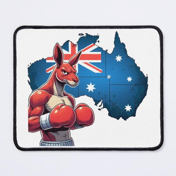 Item preview, boxing kangaroo red gloves cartoonish Australia map designed and sold by Martial-Art-23.