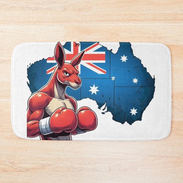 Item preview, boxing kangaroo red gloves cartoonish Australia map designed and sold by Martial-Art-23.