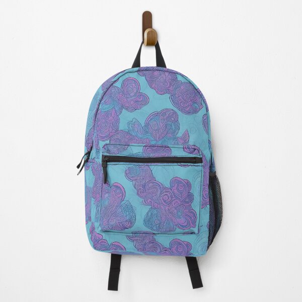 Item preview, Gentle elegance Abstract floral motif in purple on a turquoise-light blue background designed and sold by Frostquest.