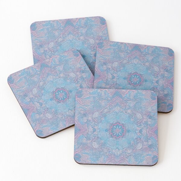 Item preview, Gentle elegance Abstract floral motif in purple on a turquoise-light blue background designed and sold by Frostquest.