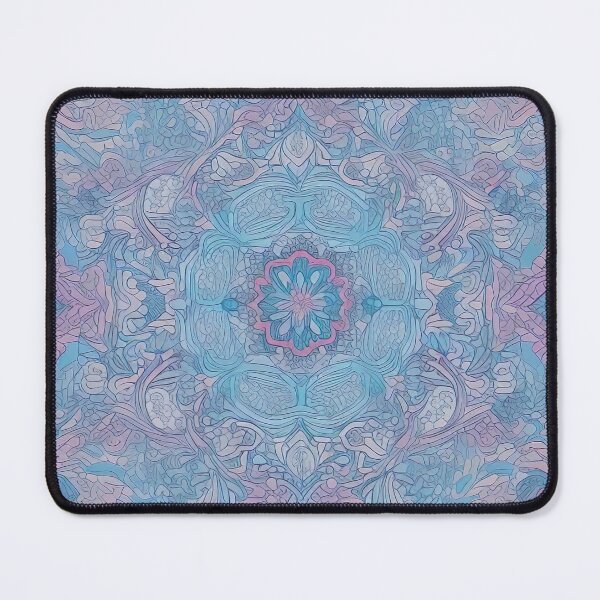 Item preview, Gentle elegance Abstract floral motif in purple on a turquoise-light blue background designed and sold by Frostquest.