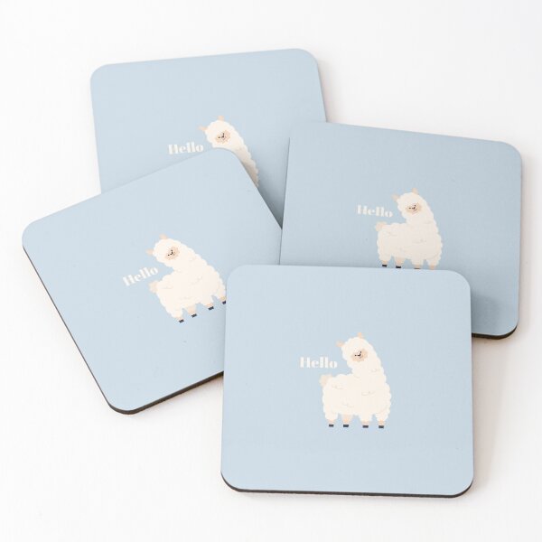 Item preview, Hello | Llama Illustration | Pastel Blue Background designed and sold by RM-Journey.