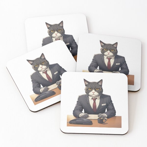 Artikelvorschau, CEO-Katze mit einer Tasse Kaffee entworfen und verkauft von JohnChocolate.