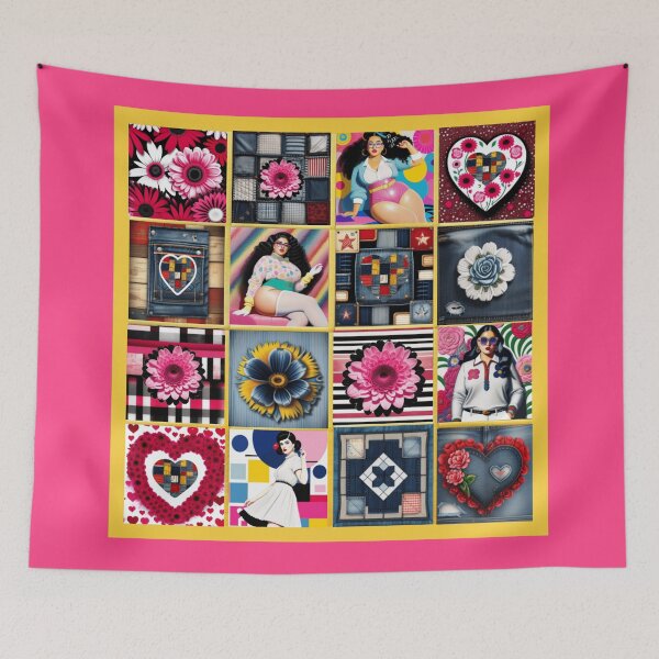 Item preview, Denim floral Patchwork pattern  designed and sold by Roxburylane.