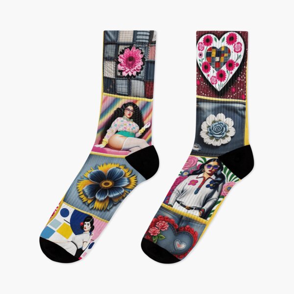 Item preview, Denim floral Patchwork pattern  designed and sold by Roxburylane.