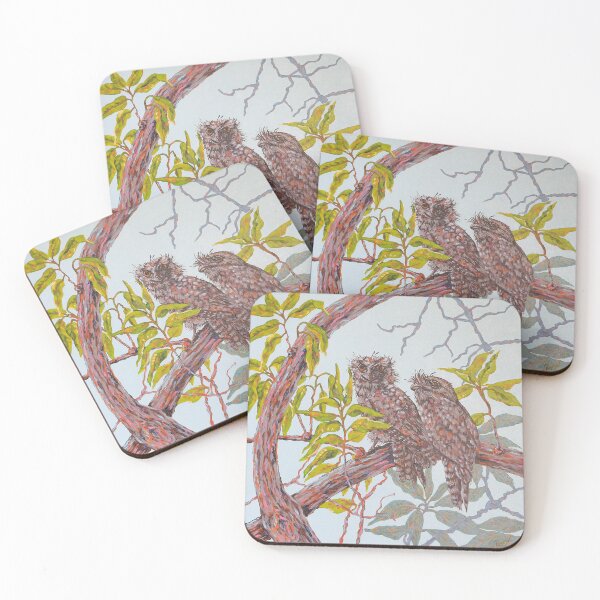 Item preview, Two Tawny Frogmouth Birds Perched on Branch designed and sold by Judi Parkinson.