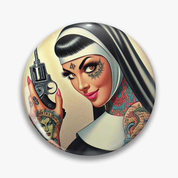 Item preview, Retro Tattooed Nun designed and sold by PulpVintage.