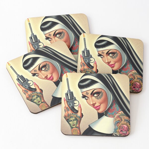 Item preview, Retro Tattooed Nun designed and sold by PulpVintage.