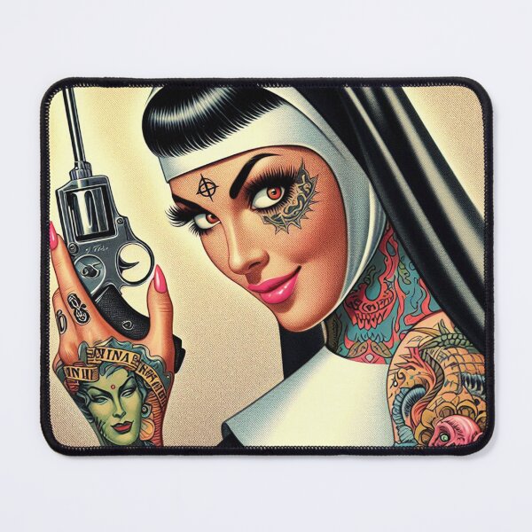 Item preview, Retro Tattooed Nun designed and sold by PulpVintage.