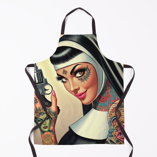 Item preview, Retro Tattooed Nun designed and sold by PulpVintage.
